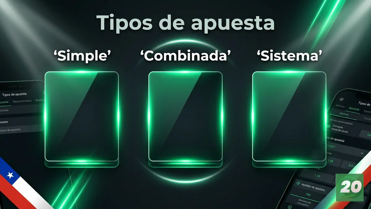 Tipos de apuesta y mercados en 20Bet Chile: simple, combinada y sistema
