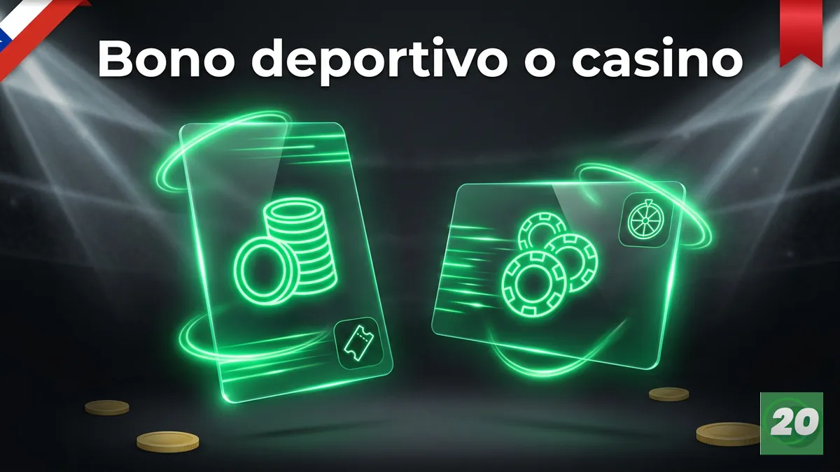 Comparacion visual del bono de bienvenida deportivo y de casino de 20Bet Chile
