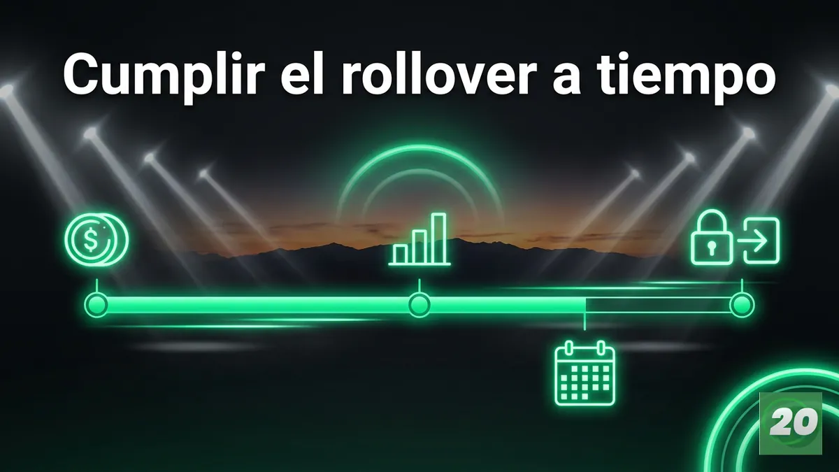 Linea de tiempo del requisito de apuesta (rollover) del bono de 20Bet Chile
