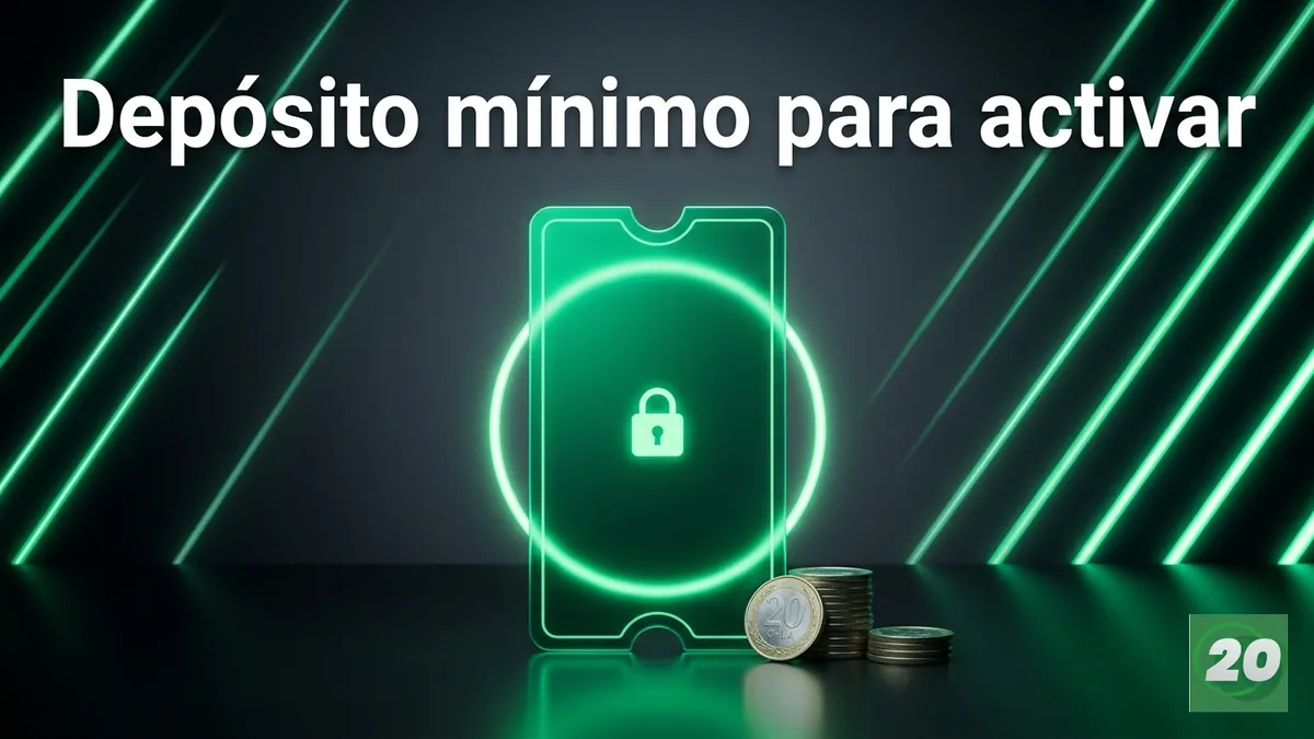 Tarjeta de bono con candado que representa el depósito mínimo requerido en los bonos de 20Bet Chile