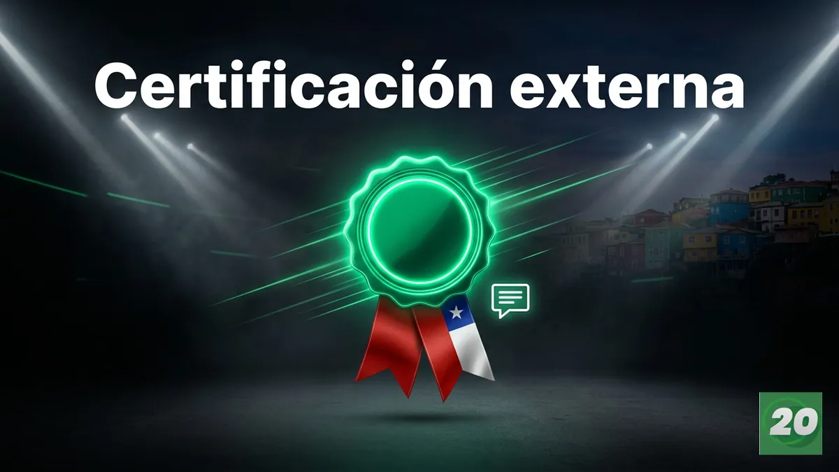 Sello de certificación externa y canal de reclamos verificable de 20Bet Chile